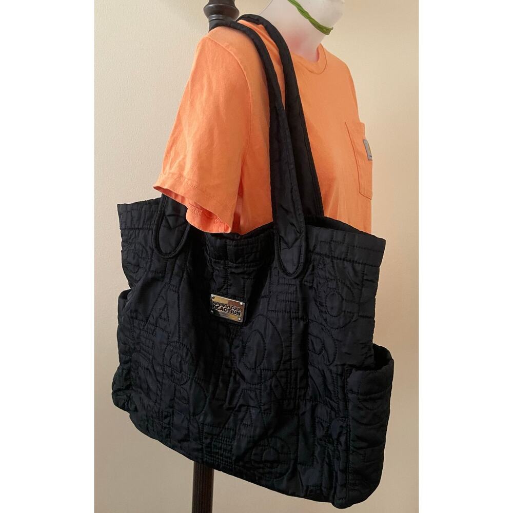 Kenneth Cole Reaction Womens Black Quilted Shoulder Bag Tote - Picture 6 of 13